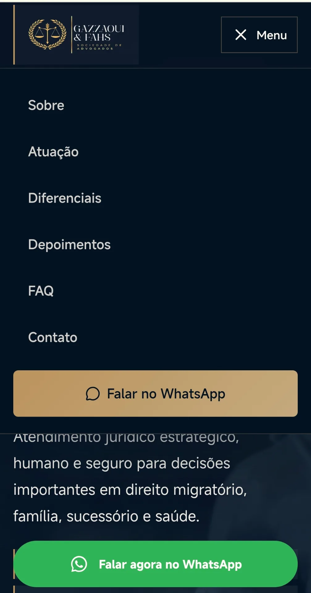 Advocacia Gazaoui & Fhas — tela do projeto 2