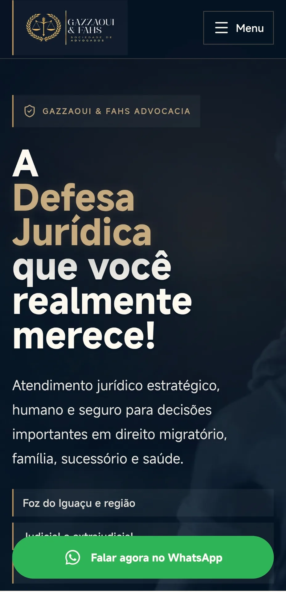 Advocacia Gazaoui & Fhas — tela do projeto 1
