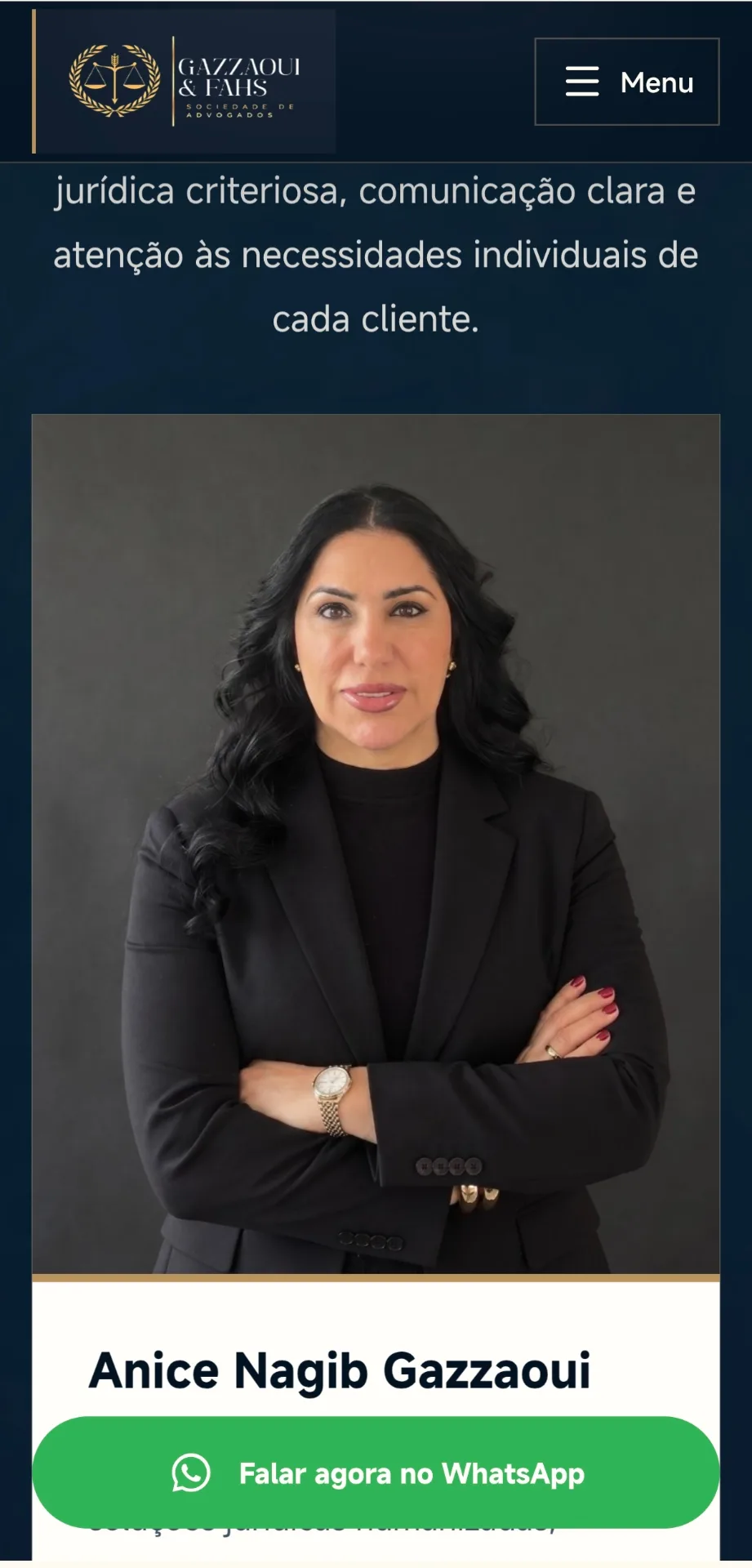 Advocacia Gazaoui & Fhas — tela do projeto 4