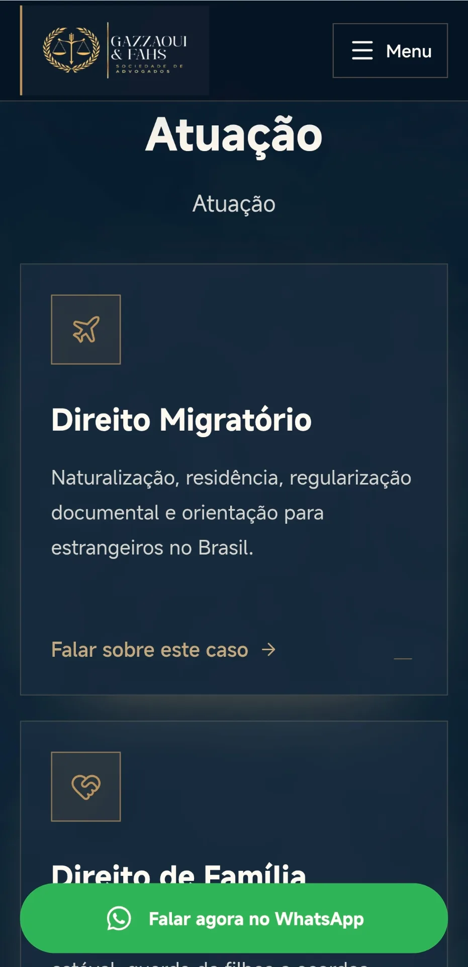 Advocacia Gazaoui & Fhas — tela do projeto 5