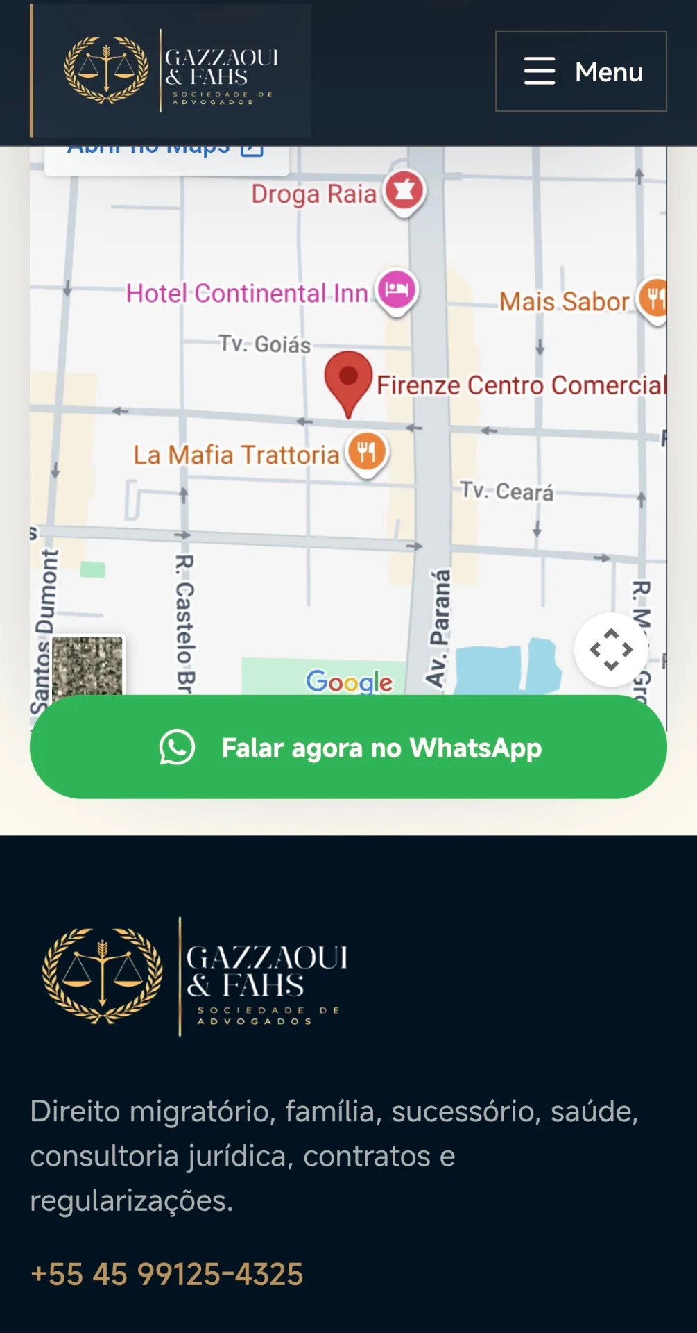 Advocacia Gazaoui & Fhas — tela do projeto 7