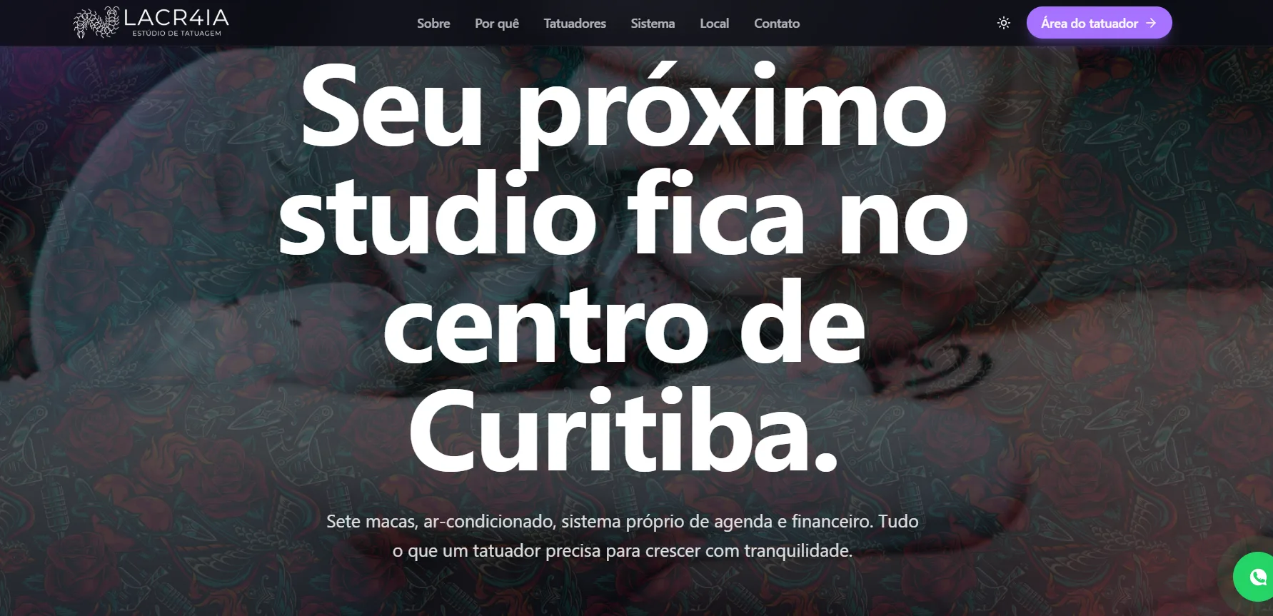 Estúdio de Tatuagem — tela do projeto 1